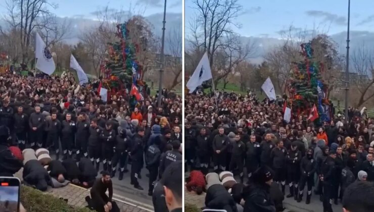 Yıldız Teknik Üniversitesi’nde yılbaşı ağacının önünde arbede çıktı